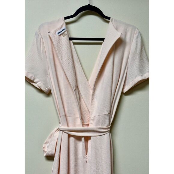 CALVIN KLEIN Blush Pink Faux Wrap Midi Dress, Sz 12 - Picture 4 of 7